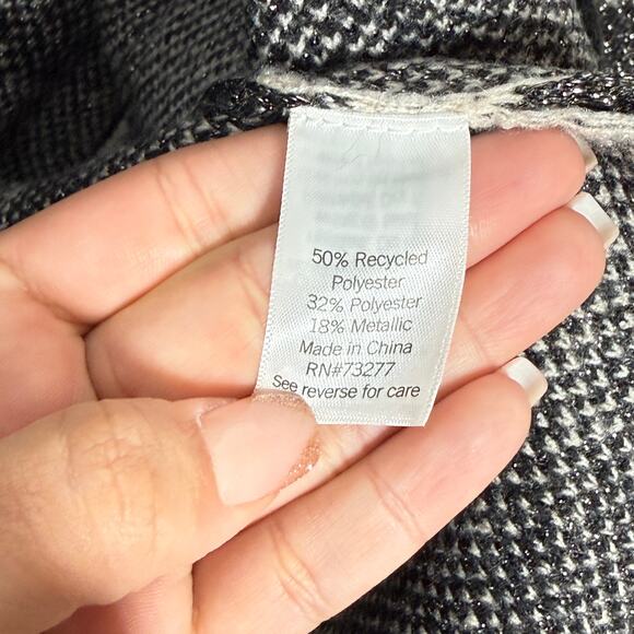 Nine West Duster Cardigan Plus Size 3X Black Silver Metallic Camo Open Front - Picture 11 of 11